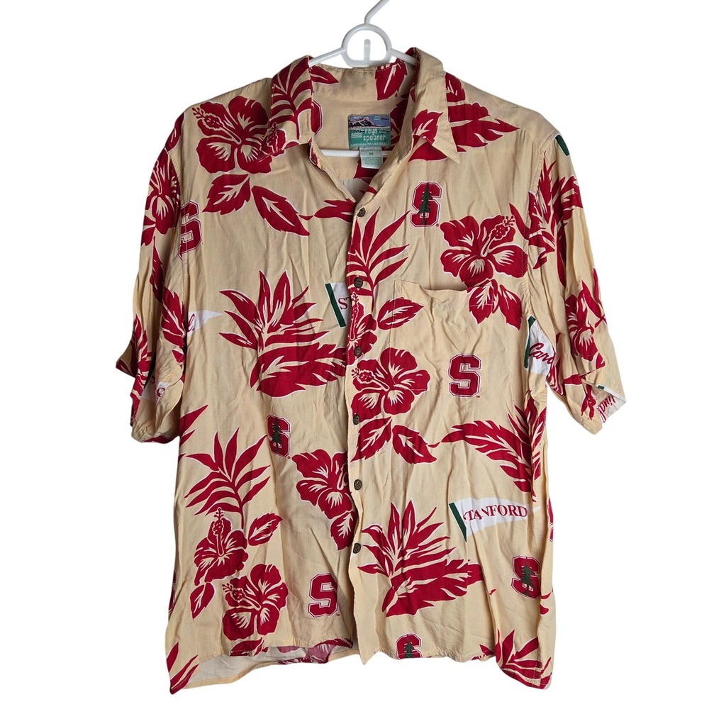 Reyn Spooner Hawaiian Dad Red‎ Floral Button Down Shirt Size M